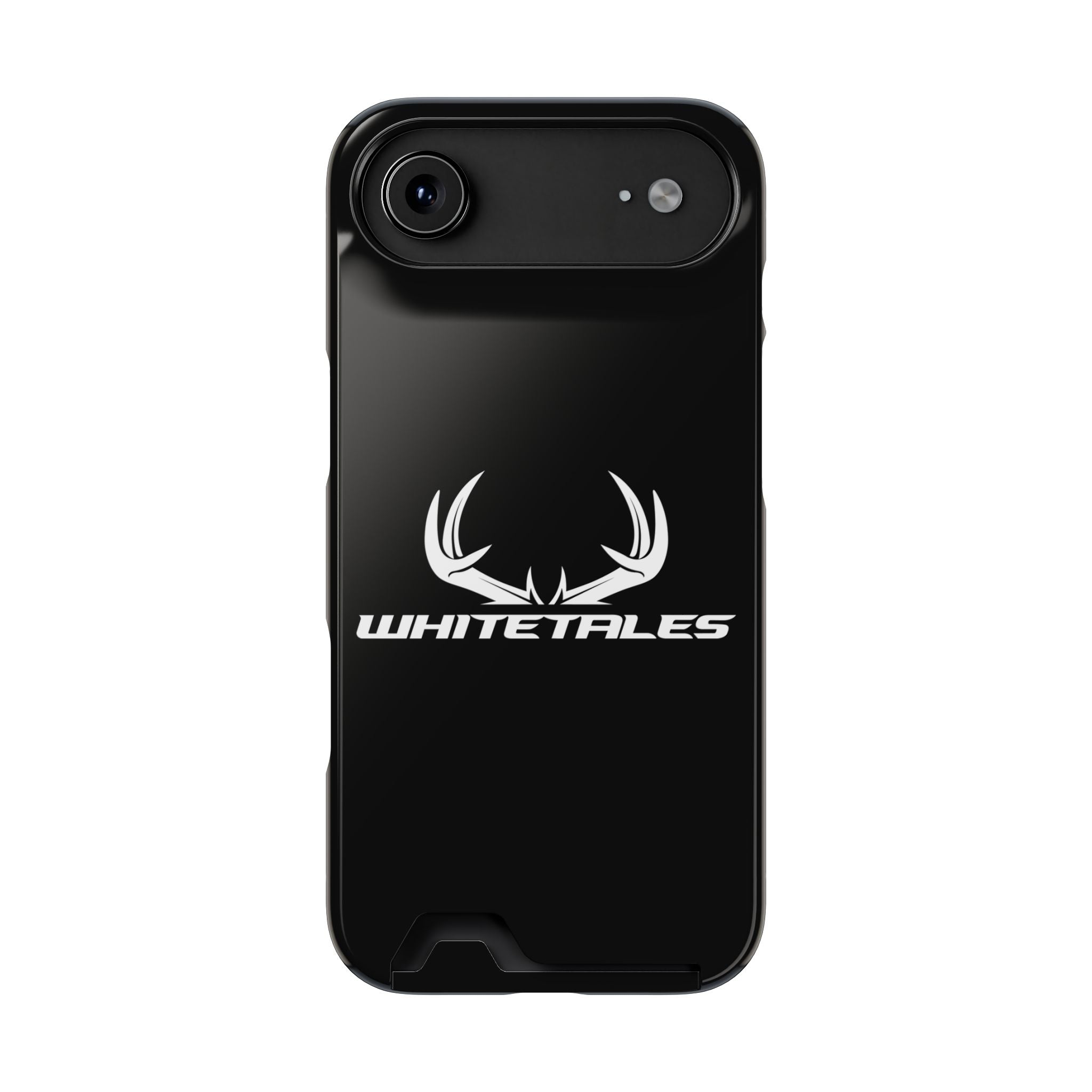 Whitetales Antler Card-Holder Phone Case — Rugged Black Protective Cover with Built-In Wallet
