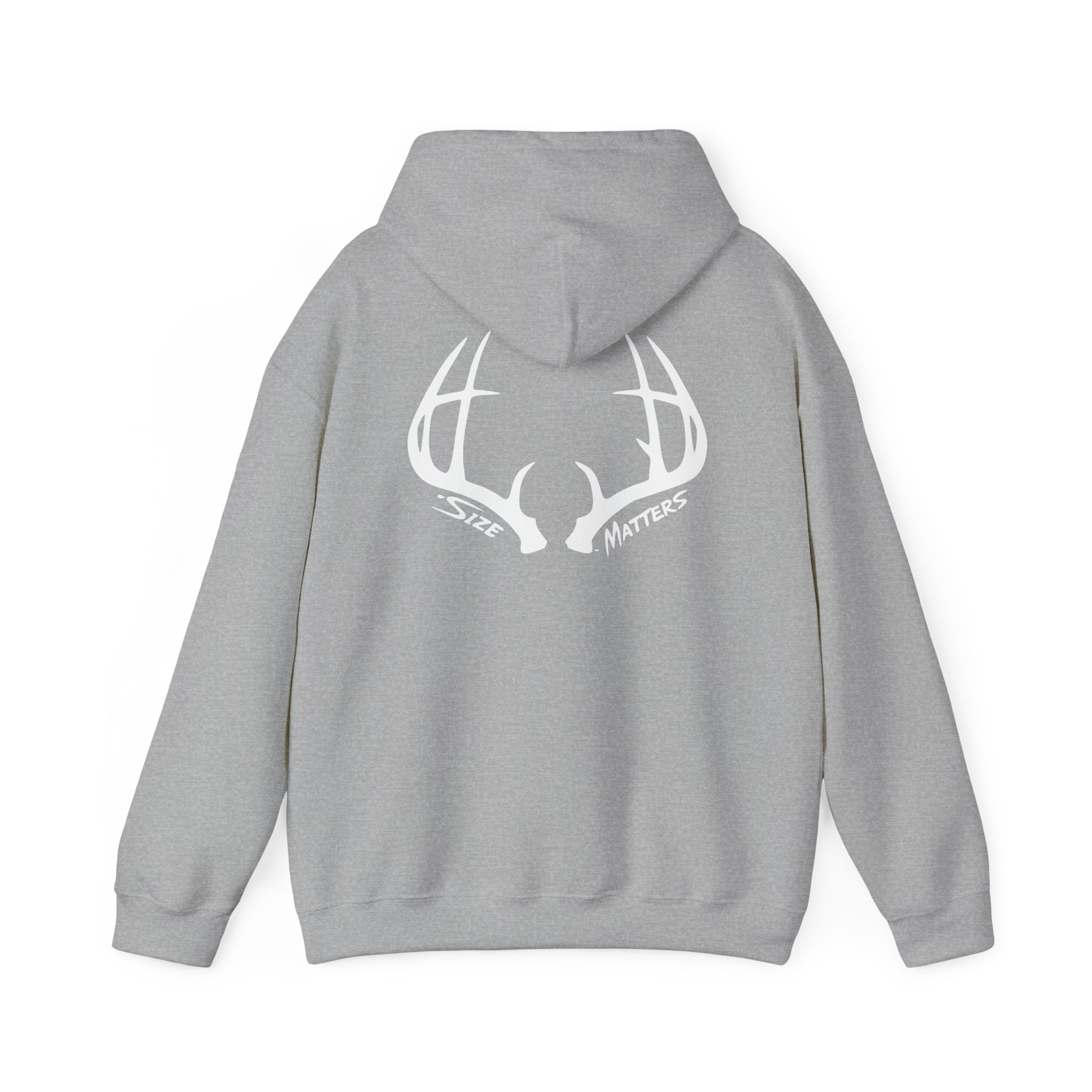 Whitetales Antler and Size Matters Logo Hoodie — Hunting Crewneck Sweatshirt
