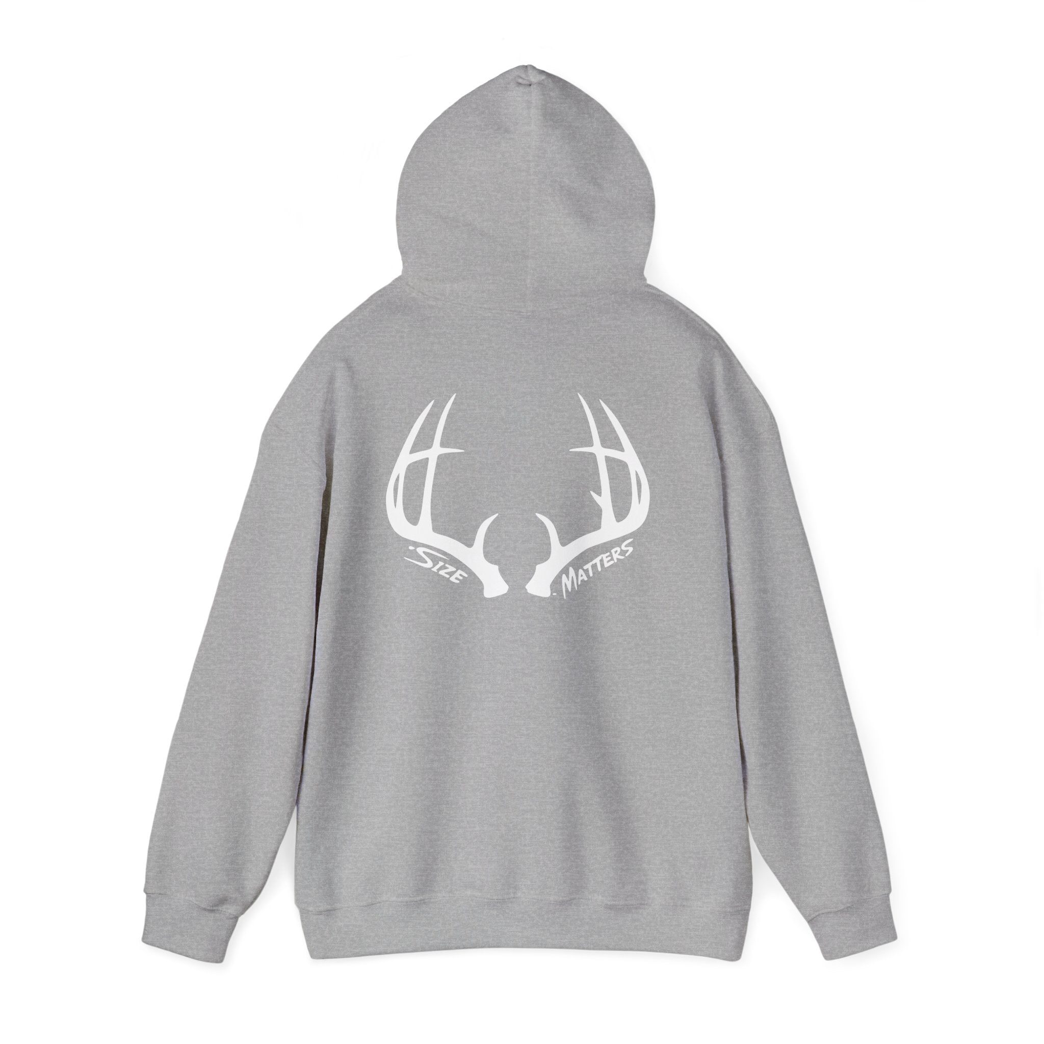 Whitetales Antler and Size Matters Logo Hoodie — Hunting Crewneck Sweatshirt