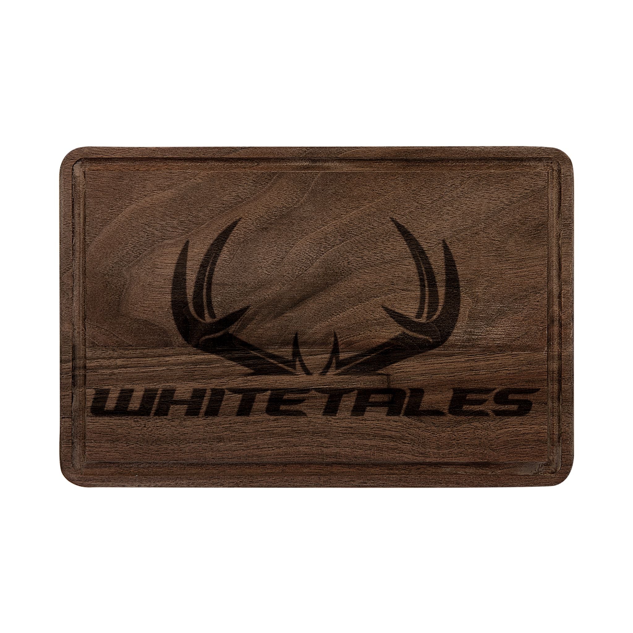 Engraved 'WHITETALES' Antler Cutting Board – Personalized Wood Serving & Prep Board for Hunters