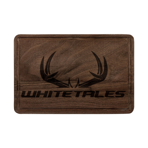 Engraved 'WHITETALES' Antler Cutting Board – Personalized Wood Serving & Prep Board for Hunters