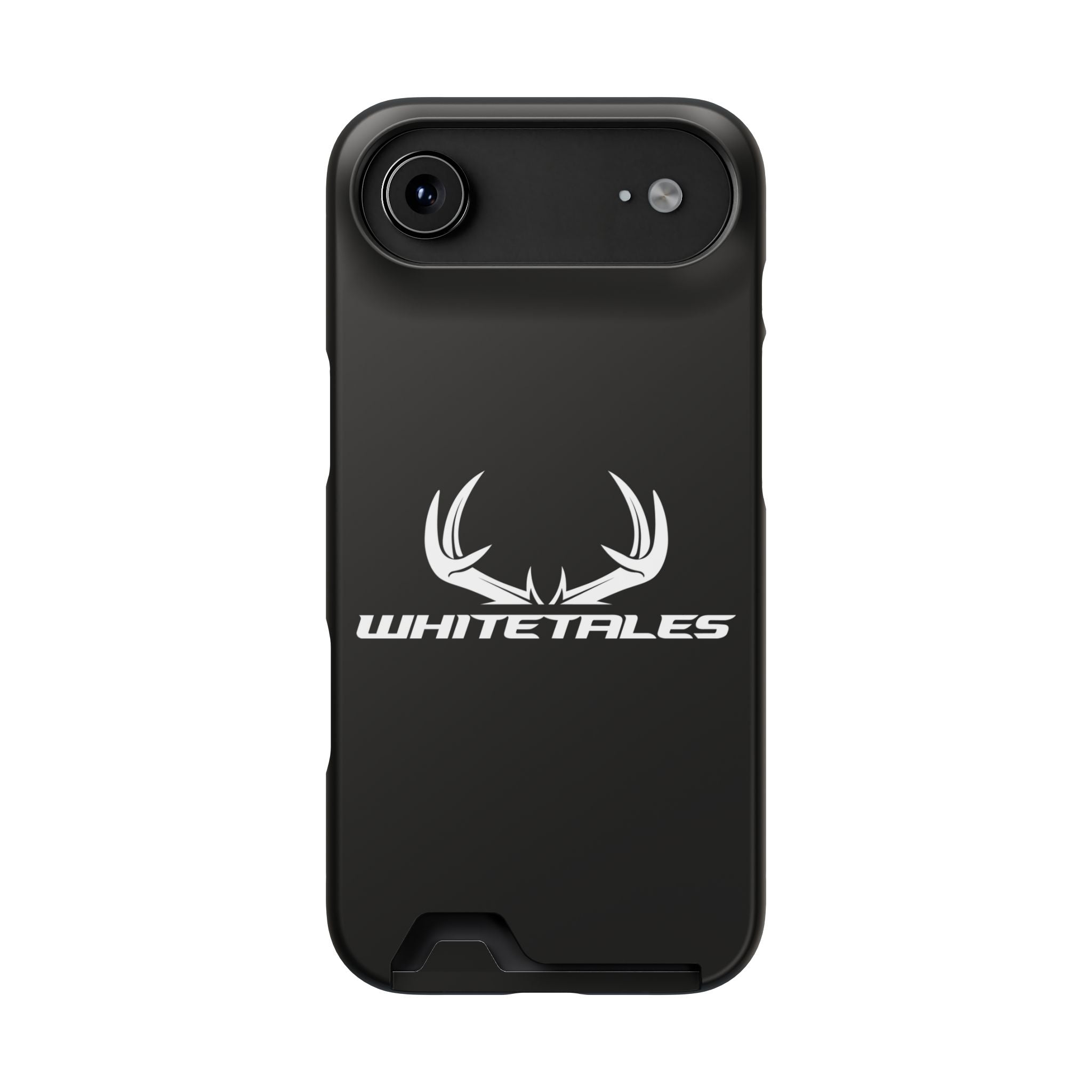 Whitetales Antler Card-Holder Phone Case — Rugged Black Protective Cover with Built-In Wallet