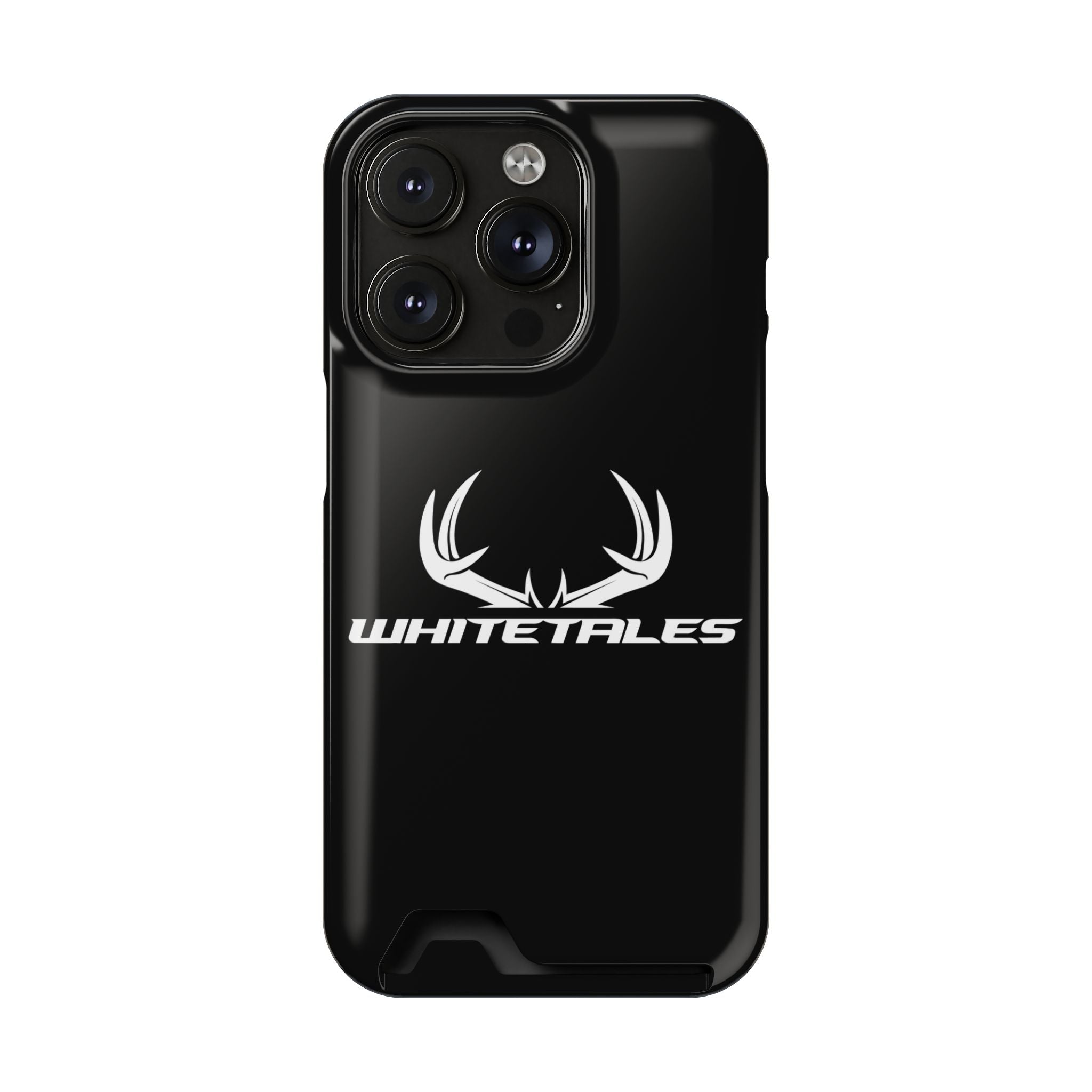 Whitetales Antler Card-Holder Phone Case — Rugged Black Protective Cover with Built-In Wallet